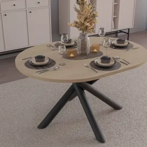Lyon Tisch 100x138 cm Eiche lindberg / schwarz stilvoller Esstisch auf Designer-Spinnenbeinen höhenverstellbar Neu Im Sortiment