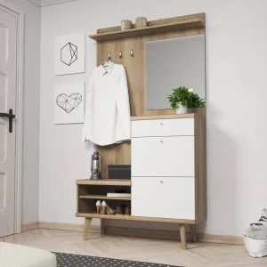 Sale Kleiderschrank Primo 110 cm Eiche riviera / weiß modernes Design im skandinavischen Stil Kante mit Spezialfurnier veredelt