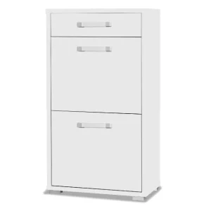 Jetzt Bestellen Schuhschrank Maximus 55 cm Weiß modernes Design Schrank mit Schublade auf Rollenführungen Kanten des Schranks mit spezieller ABS-Folie veredelt