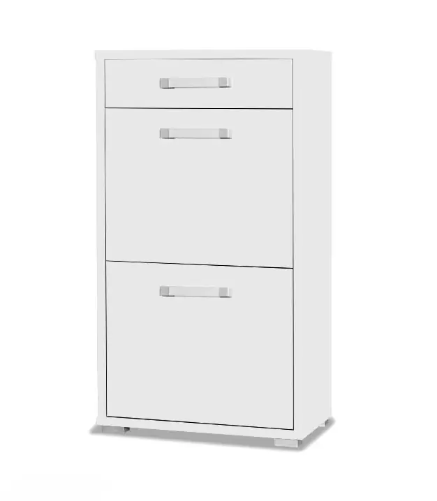 Jetzt Bestellen Schuhschrank Maximus 55 cm Weiß modernes Design Schrank mit Schublade auf Rollenführungen Kanten des Schranks mit spezieller ABS-Folie veredelt