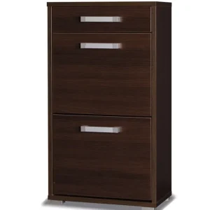 Markenprodukt Schuhschrank Maximus 55 cm Kastanie Wenge modernes Design Schrank mit Schublade auf Rollenführungen Kanten des Schranks mit spezieller ABS-Folie veredelt