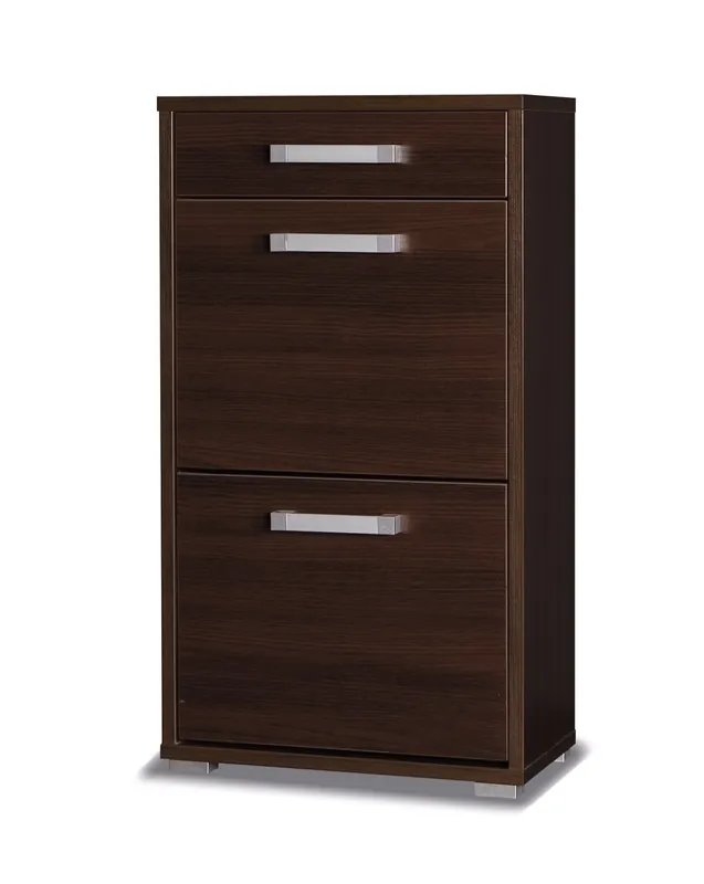 Markenprodukt Schuhschrank Maximus 55 cm Kastanie Wenge modernes Design Schrank mit Schublade auf Rollenführungen Kanten des Schranks mit spezieller ABS-Folie veredelt