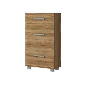 Schuhschrank Maximus 55 cm Eiche catania moderner Designschrank mit Schublade auf Rollenführung Schrankkanten mit Spezialfurnier bearbeitet Knallerangebot