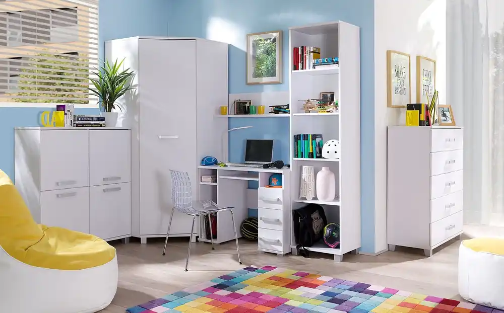 Maximus Möbelset in Weiß, ideal für ein Jugend- oder Kinderzimmer im trendigen Stil Sichere Zahlung