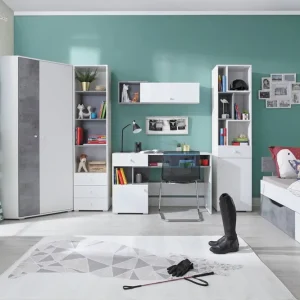 Online Kaufen Möbel-Set Epsilon weiß / Beton ideal für ein Jugend- oder Kinderzimmer in einem trendigen Stil