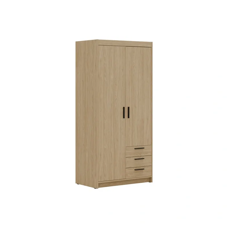 Schnäppchen Kleiderschrank Rene 90 cm Eiche geölt modernes Design ABS Einfassung idealer Kleiderschrank für Schlafzimmer oder Ankleidezimmer geräumige Schubladen