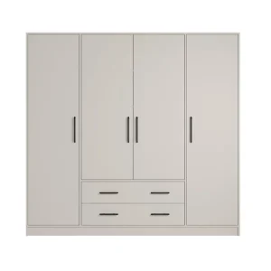 Kleiderschrank Caspe 200 cm beige modernes Design ABS-Finish und Aluminiumgriffe Abverkauf