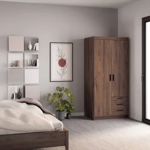 Geprüft Rene Kleiderschrank 90 cm Eiche lefkas modernes Design ABS Einfassung ideal für Schlafzimmer oder Kleiderschrank Zimmer geräumige Schubladen