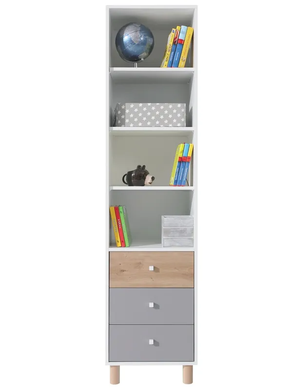 Mega-Angebot Bücherregal Beja 45 cm weiß / Eiche artisan / grau ideal für das Jugendzimmer stilvolles und funktionelles Bücherregal