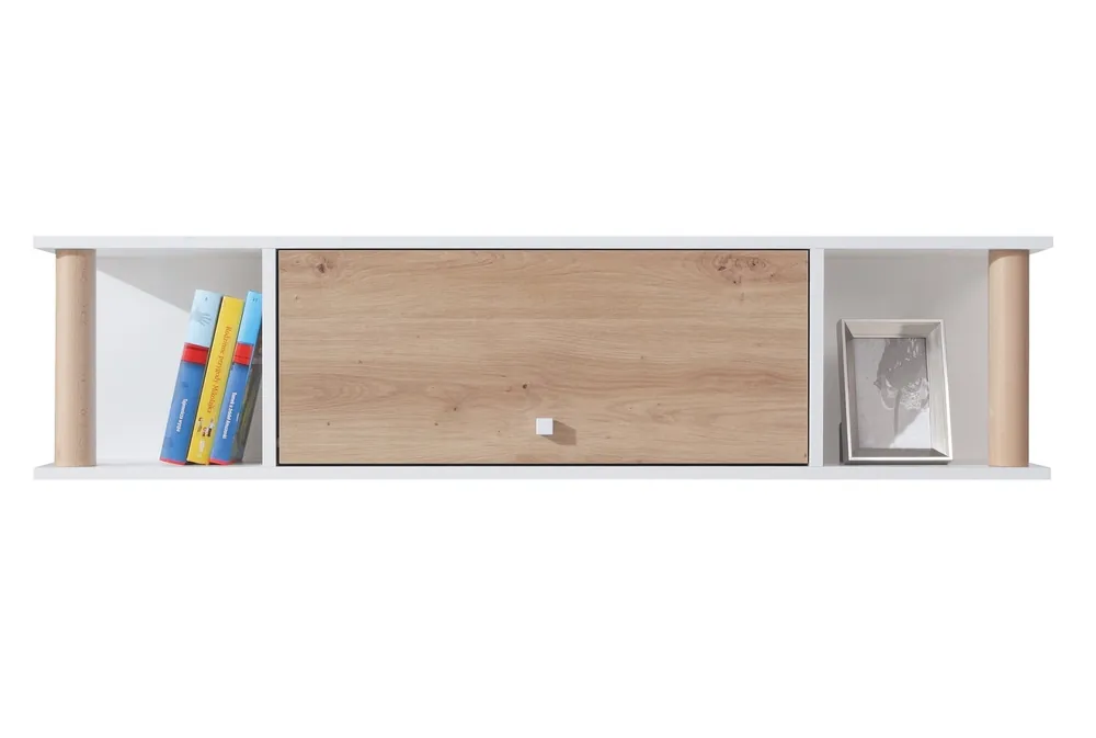 Hängeregal mit Tür Beja 125 cm weiß / Eiche handwerklich modernes Möbeldesign hochwertige Regaleinfassung mit Spezialfurnier Nur Für Kurze Zeit