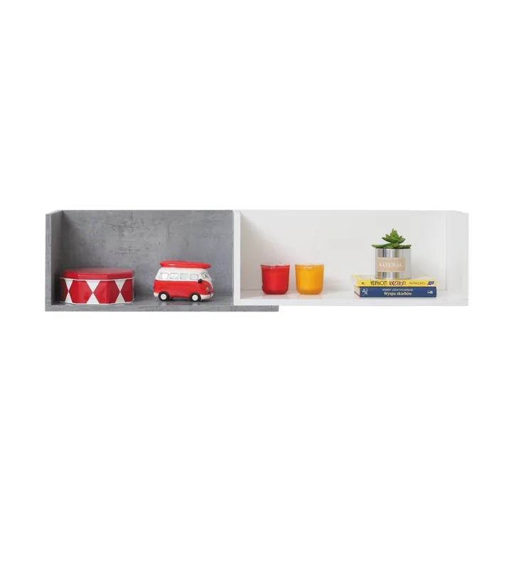 Regal Epsilon 110 cm weiß / Beton modernes und praktisches Funktionsmöbel für das Jugendzimmer Neue Kollektion