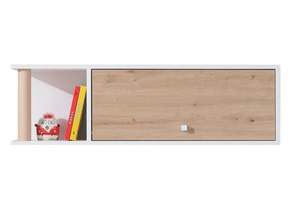 Hängeregal mit Tür Beja 100 cm weiß / Eiche handwerklich modernes Möbeldesign hochwertiges Kantenregal mit Spezialfurnier verarbeitet Must-Have