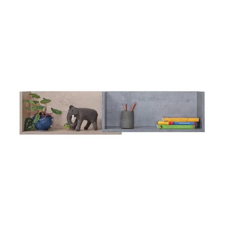 Expressversand Regal Epsilon 110 cm Beton / weiß / Eiche moderne und praktische Funktionsmöbel für das Jugendzimmer