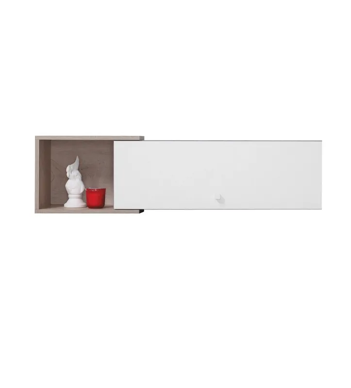 Sofort Bestellen Hängeregal mit Türen Epsilon 110 cm Beton / weiß / Eiche modernes Möbeldesign hochwertige Regalkante mit Spezialfurnier verarbeitet