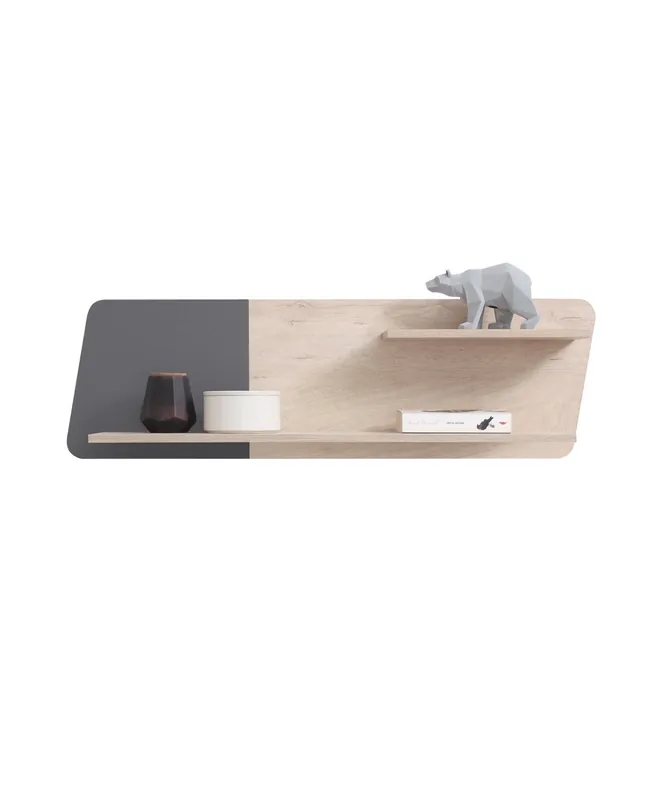 Ausverkauf Hängeregal Dzeta 110 cm Eiche / anthrazit modernes Möbeldesign hochwertige Regalkante mit Spezialfurnier verarbeitet
