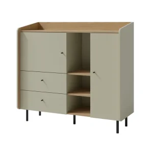 Beliebt Kommode Olivio 125 cm Eukalyptus/Baltikeiche dune ideale Kommode für Schlafzimmer Wohnzimmer oder Jugendzimmer schwarze Griffe