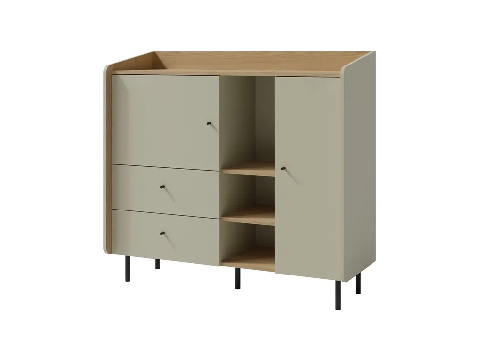 Beliebt Kommode Olivio 125 cm Eukalyptus/Baltikeiche dune ideale Kommode für Schlafzimmer Wohnzimmer oder Jugendzimmer schwarze Griffe