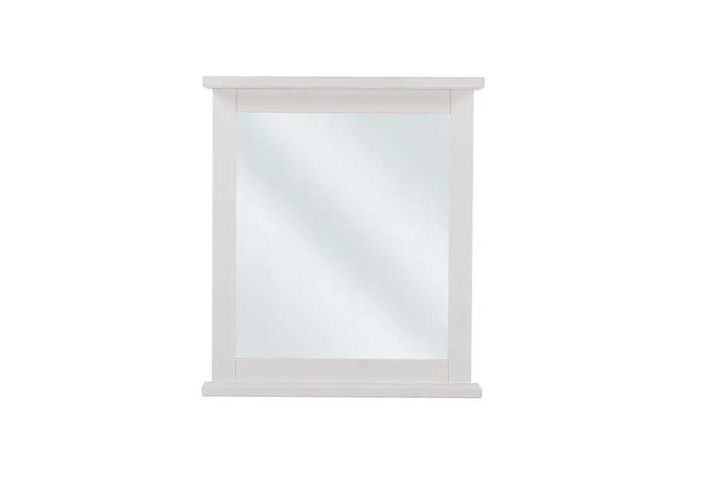 Badezimmerspiegel Romanti 70x80 cm dekorativer Spiegel mit Ablage in weißem Holzrahmen elegante und funktionelle Ergänzung für das Badezimmer Beliebt