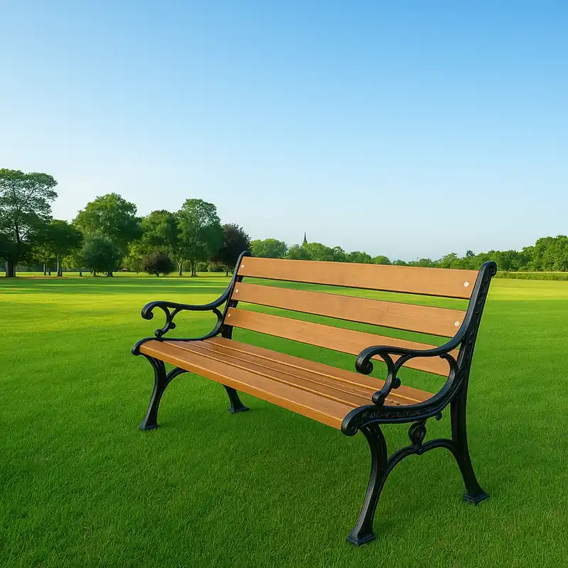 Gartenbank 150 cm FIEM-12-LCH-150 Chinesisches Gusseisen mit Rückenlehne Erlenholz lackiert Mega-Angebot