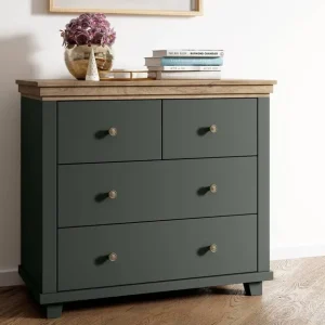 Sonderaktion Evora 90 cm Kommode Flasche grün / Eiche lefkas ideal für moderne klassische und skandinavische Innenräume