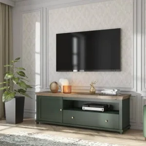 RTV Schrank Evora 181 cm Flasche grün / Eiche lefkas elegantes Design wird Liebhaber von ausdrucksstarken Interieurs begeistern Beliebt