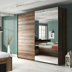 Beta 221 cm Schiebeschrank Eiche Kloster geräumiger Kleiderschrank ist perfekt für Räume jeder Größe Top-Angebot