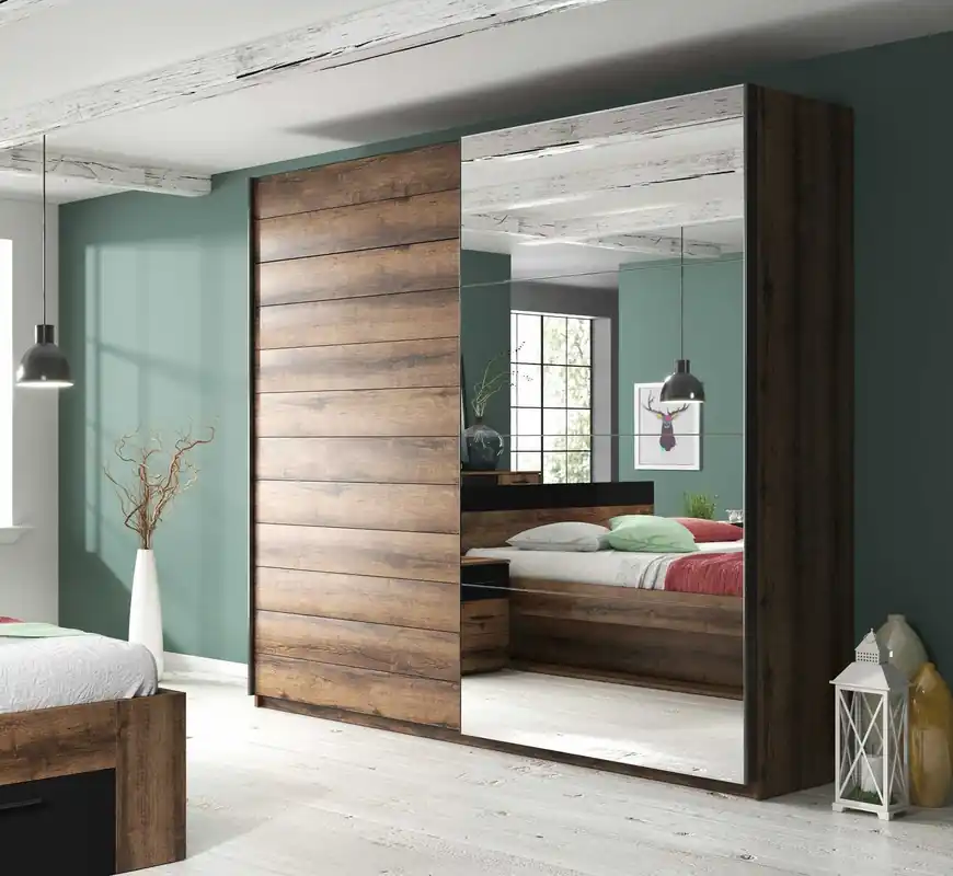 Beta 221 cm Schiebeschrank Eiche Kloster geräumiger Kleiderschrank ist perfekt für Räume jeder Größe Top-Angebot