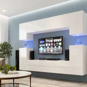 Hängeelement Trizin weiß/weiß glänzend äußerst stilvolles Hängeelement für das Wohnzimmer optisch attraktiv und funktionell Rabatt