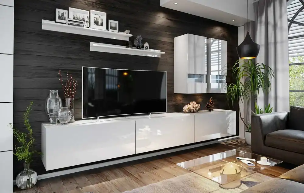 Neu Hängeschrank Anton weiß glänzend modernistisches Design ideal für Liebhaber moderner Einrichtungen mit elegantem Charakter