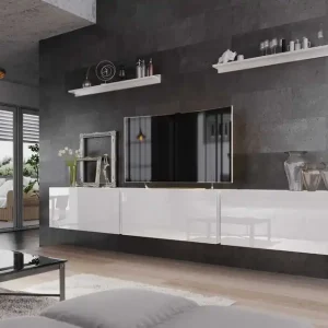 Sparta weiß glänzend modernistisches Design ermöglicht es Ihnen, Ihre Multimedia-Ecke in einem modernen Stil einzurichten Preisknaller