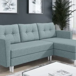 Ecksofa mit Schlaffunktion Telsze arctic blue universal elegantes Ecksofa in skandinavischer Form großes Bettzeugfach Begrenztes Angebot