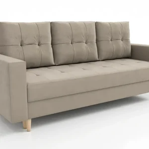 Sofa Vaso dunkelbeige bequemes Sofa für Wohnzimmer skandinavischen Stil hölzernen hohen Beinen Container für Bettzeug Top-Seller