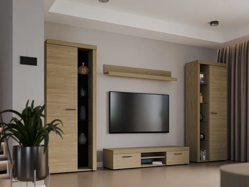 Must-Have Wohnwand Rene XL Eiche geölt Perfektes Hängeelement für Liebhaber moderner Einrichtungen mit elegantem Charakter