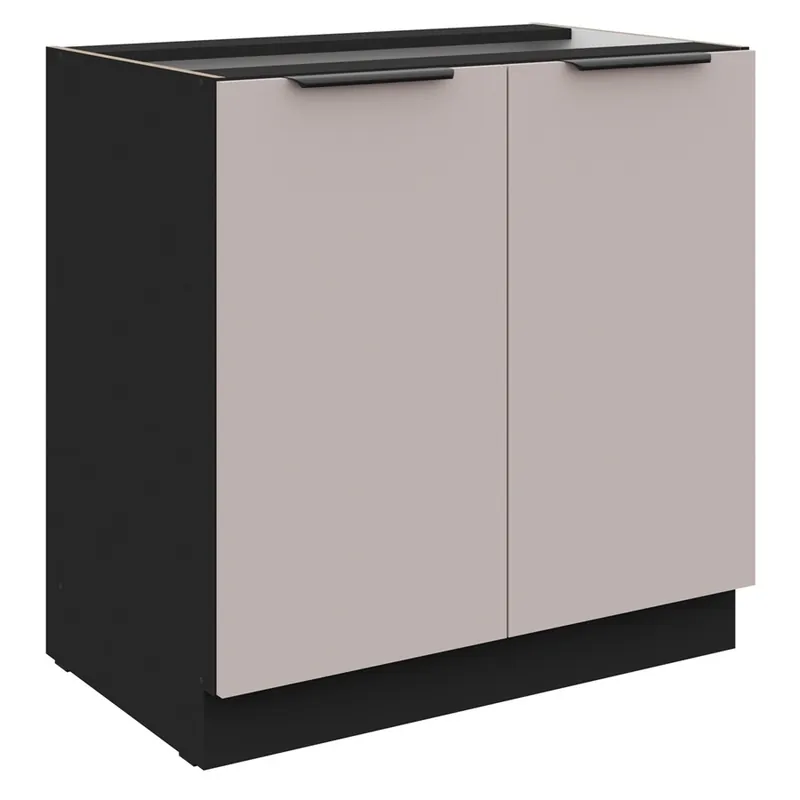 Heißes Angebot Stehender Küchenschrank mit Regal Tarraco 80 D 2F BB Metallkantengriffe feuchtigkeits- und beschädigungsbeständiger Schrank