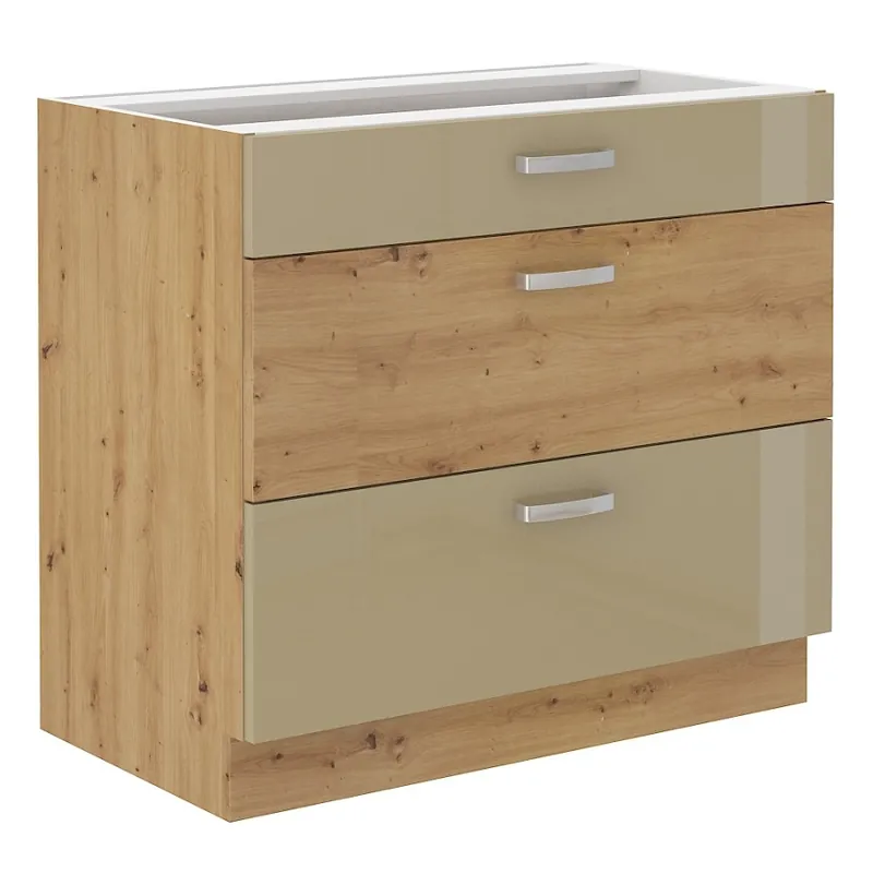 Küchenschrank mit Schubladen Arton 80 D 3S BB dampf-, hitze- und spritzwasserbeständiger Schrank Preisreduziert