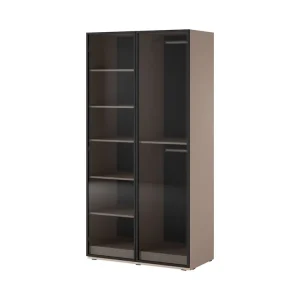 Kleiderschrank Sandbox 101 cm beige eleganter und funktioneller Schrank mit Glasfronten ein Möbelstück aus der modularen Schrankkollektion antisol glass Ausverkauf