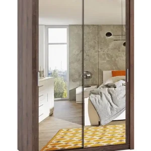 Kleiderschrank mit Spiegel Rico 150 cm Eiche monastery Funktionsmöbel im klassischen Stil idealer Kleiderschrank für Schlafzimmer Versand Am Gleichen Tag