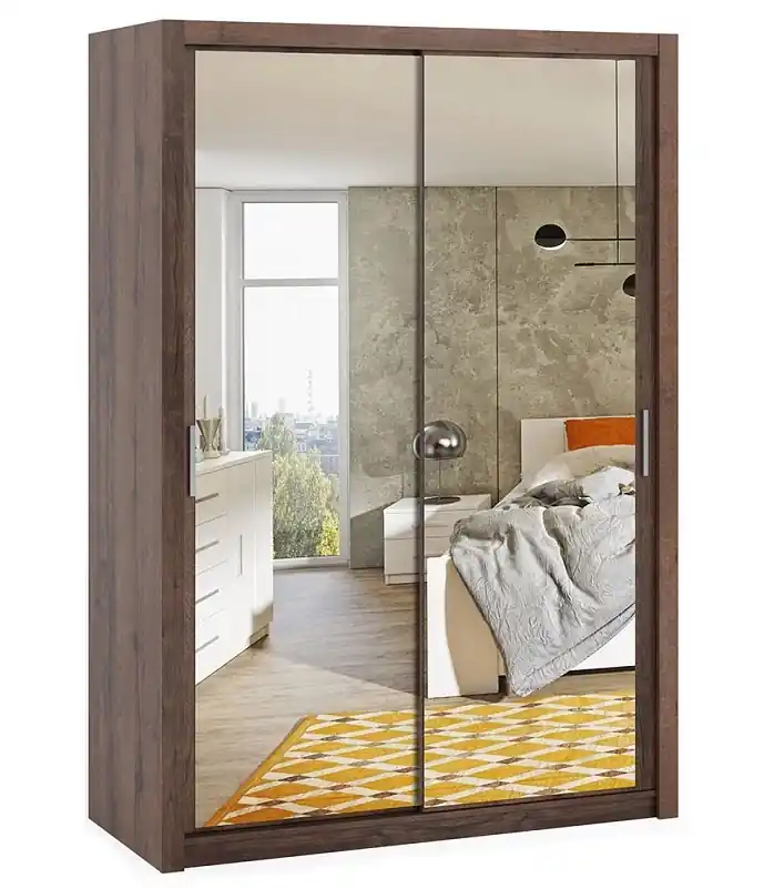 Kleiderschrank mit Spiegel Rico 150 cm Eiche monastery Funktionsmöbel im klassischen Stil idealer Kleiderschrank für Schlafzimmer Versand Am Gleichen Tag