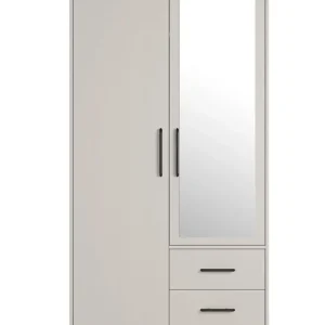 Kleiderschrank mit spiegel Caspe 100 cm beige modernes Design ABS-Finish und Aluminiumgriffe Neu Im Sortiment