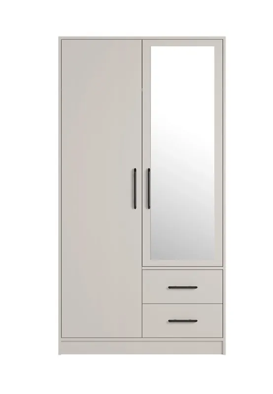 Kleiderschrank mit spiegel Caspe 100 cm beige modernes Design ABS-Finish und Aluminiumgriffe Neu Im Sortiment