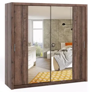 Kleiderschrank mit Spiegel Rico 220 cm Eiche monastery funktionelle Möbel im klassischen Stil Kleiderschrank für das Schlafzimmer Geprüft