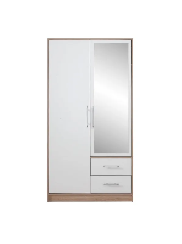 Rabatt Spiegelschrank Caspe 100 cm helle Eiche sonoma / weiß modernes Design ABS-Finish und Aluminiumgriffe