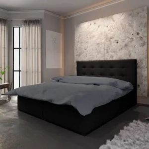 Billig Boxspringbett Fresno 180x200 schwarz Bett im modernen skandinavischen Stil mit Kopfteil