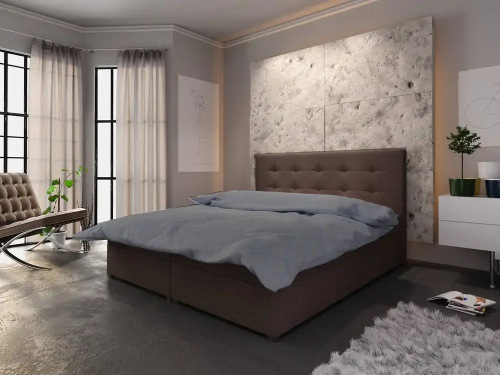 Boxspringbett Fresno 160x200 braun Bett im modernen skandinavischen Stil mit Kopfteil Saisonangebot