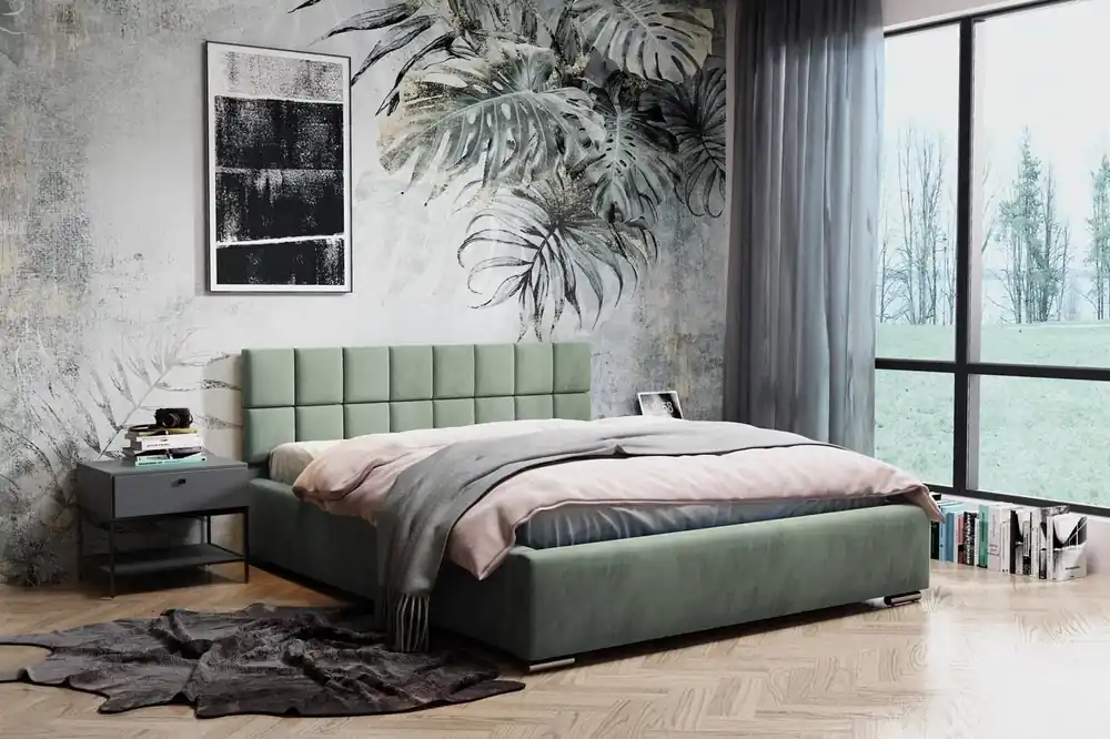 Kracherpreis Polsterbett Nessa 140x200 mint Stilvolles Bett mit Bettzeugablage komfortables Kopfteil besticht durch sein elegantes Design
