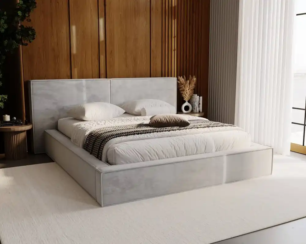 Polsterbett Palise 180x200 grau Esche stilvolles Bett mit Bettzeugablage bequemes Kopfteil besticht durch sein elegantes Design Angebot