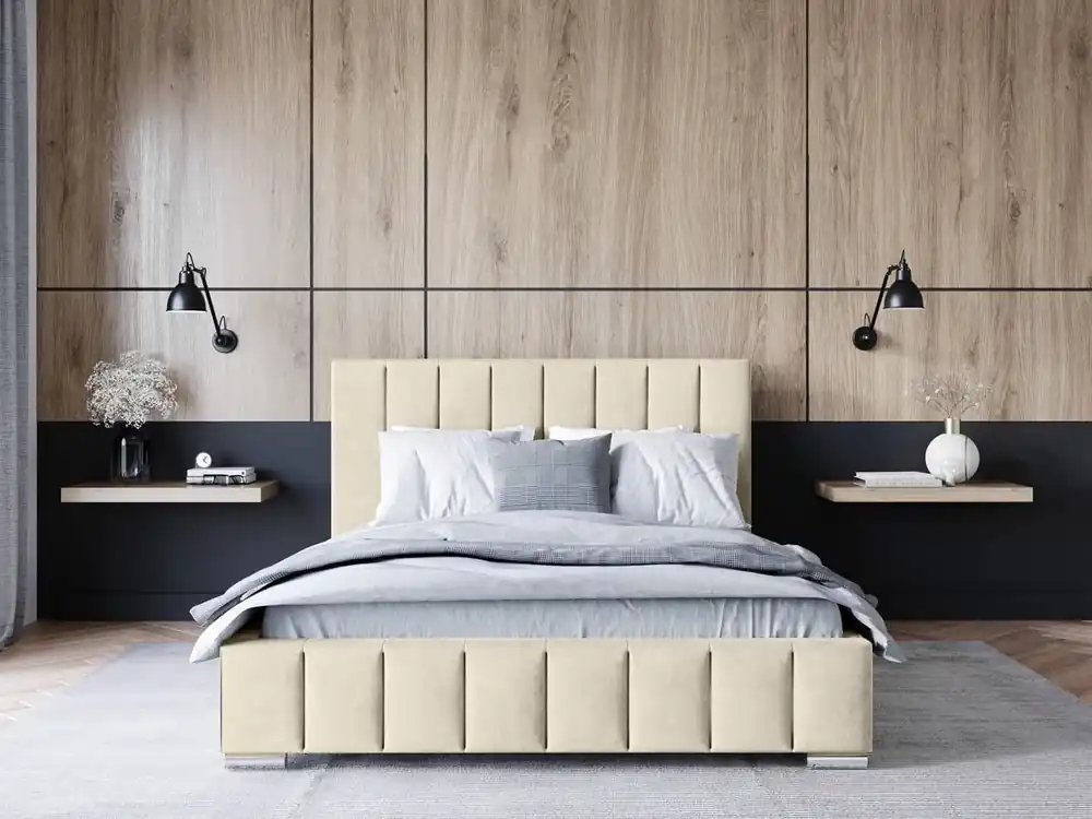Top-Preis Polsterbett Insam 140x200 beige stilvolles Bett mit Bettzeugablage komfortables Kopfteil besticht durch sein elegantes Design