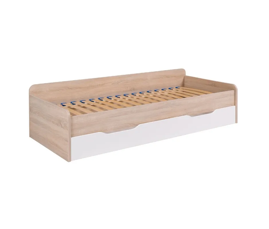 Direkt Vom Hersteller Bett Twins 90x200 cm hell sonoma Eiche / weiß ideales Doppelbett für Kinderzimmer und Jugendzimmer