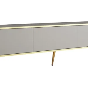 TV-Schrank Luxury 175 cm Korpus in grauem, elegantem Design mit goldener Zierleiste Schrank auf goldenen Metallbeinen Begrenztes Angebot