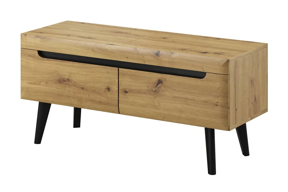 Begrenztes Angebot RTV Schrank Atka 107 cm Eiche artisan / schwarz modernes Design Schrank im skandinavischen Stil ideal für Wohnzimmer und Wohnbereich